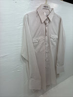 New Men’s H Bar C White Stripe Long Sleeve Pearl Snap 16.5 Large AA-38