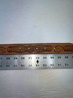 New Brown Genuine Leather Western Express Pendent And Tooled 32” Belt JJ-52