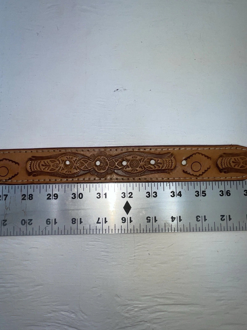 New Brown Genuine Leather Western Express Pendent And Tooled 32” Belt JJ-52