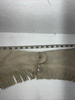 New Tan Equi-Grip Show Chaps With Fringe Adjustable Waist 42” L-32