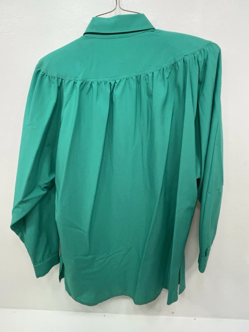 New Women’s Green H Bar C Long Sleeve Button Up Shirt 3B-32