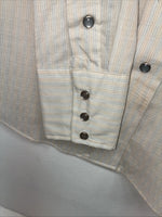 New Kids Panhandle Slim Tan Stripe Long Sleeve Pearl Snap Size 12 DD-104