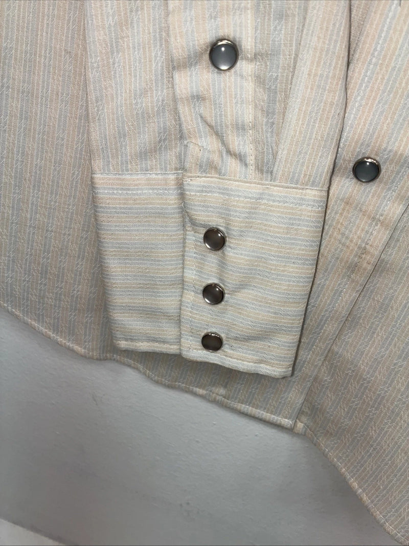 New Kids Panhandle Slim Tan Stripe Long Sleeve Pearl Snap Size 12 DD-104