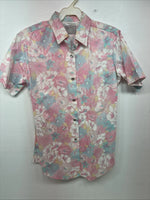 New Women’s H Bar C Pink Floral Short Sleeve Pearl Snap Size 32 DD-154