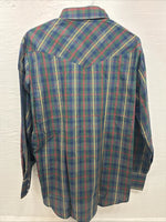 New Men’s ELY Plains Green Plaid Long Sleeve Pearl Snap 16.5 X 34 Large R-19