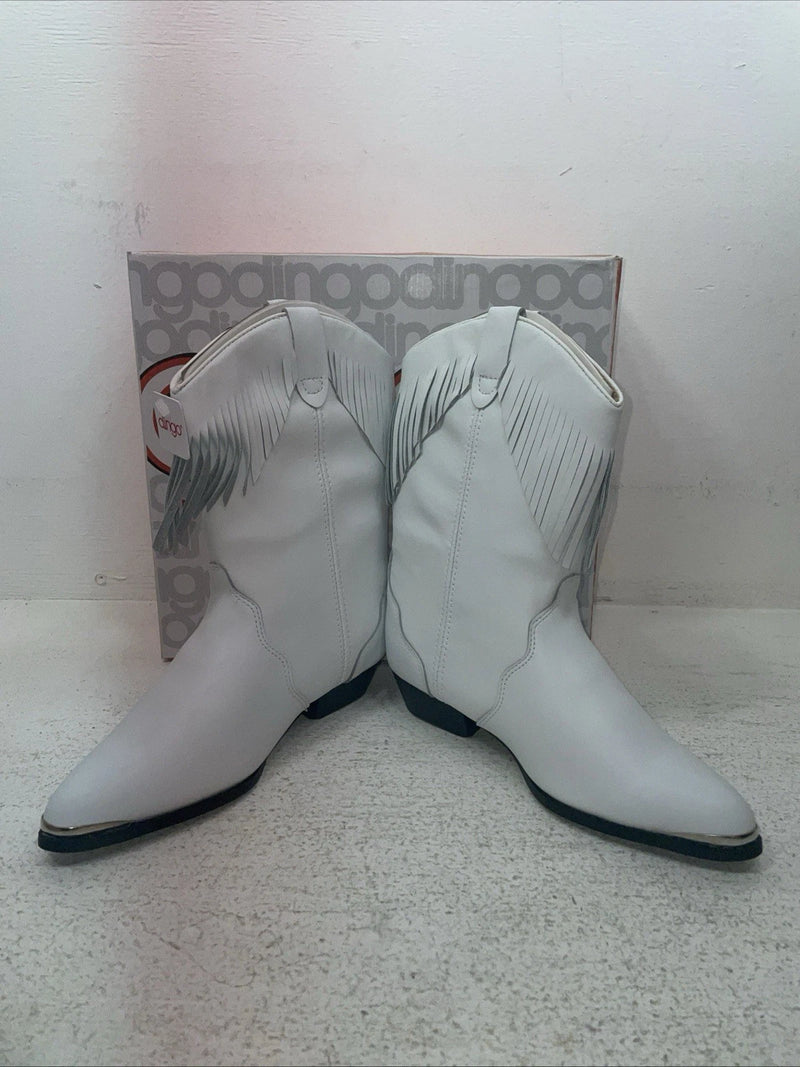 New Youth White With Fringe Dingo Cowboy Boots. C 3221 6 D. 2-147
