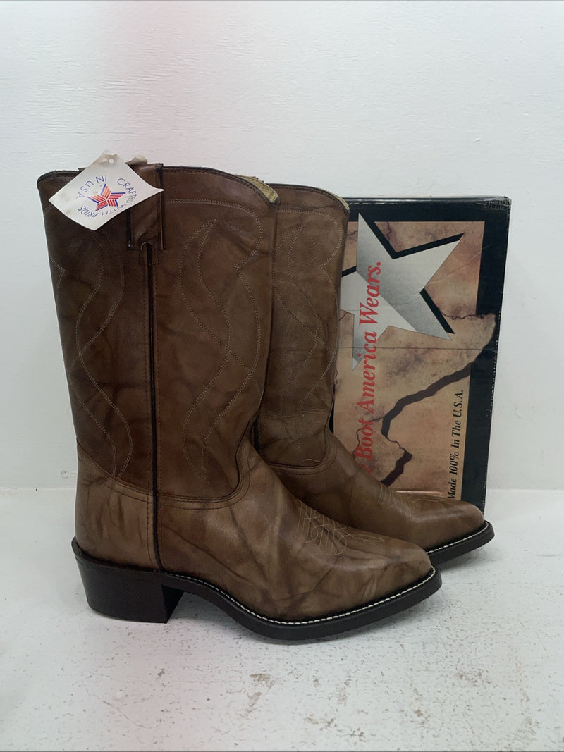 New Men’s Brown Texas Brand Cowboy Boots. 8011 10 D. 7-36