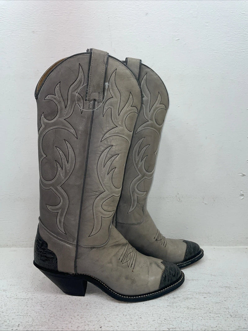 New Youth Gray Texas Brand Cowboy Boots. 4902 5 M. 2-161