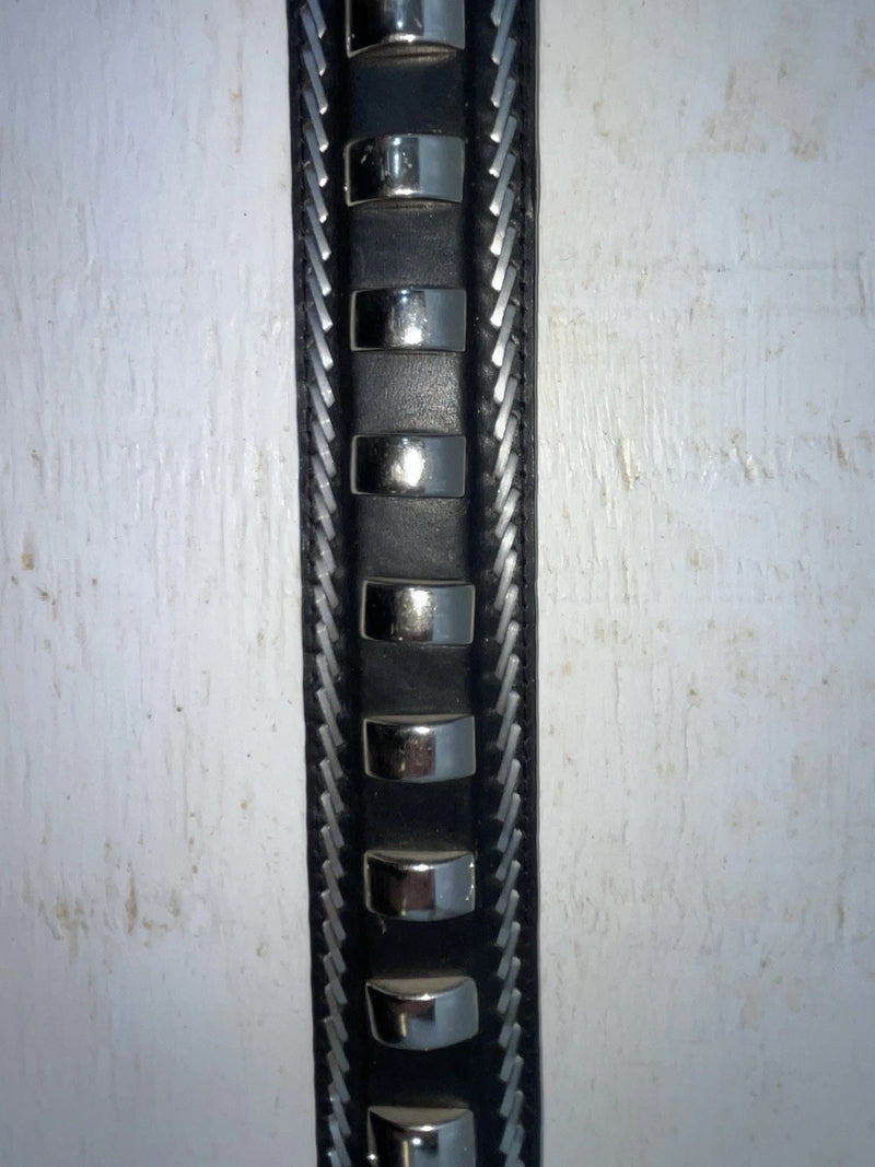 New Black Genuine Leather Nocona Silver Pendent 32” Belt #2410601 Z-104