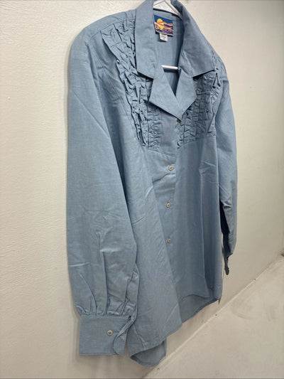 New Men’s Cricket Creek Blue Long Sleeve Button Up Medium MM-98