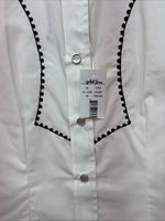 New Women’s White Horse Cream Design Long Sleeve Pearl Snap Medium LL-79