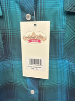 New Girls Cumberland Blue Plaid Long Sleeve Pearl Snap 3XL CC-112