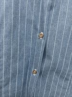 New Women’s Cowboy Threads Blue Stripe Long Sleeve Button Up Size Small KK-57