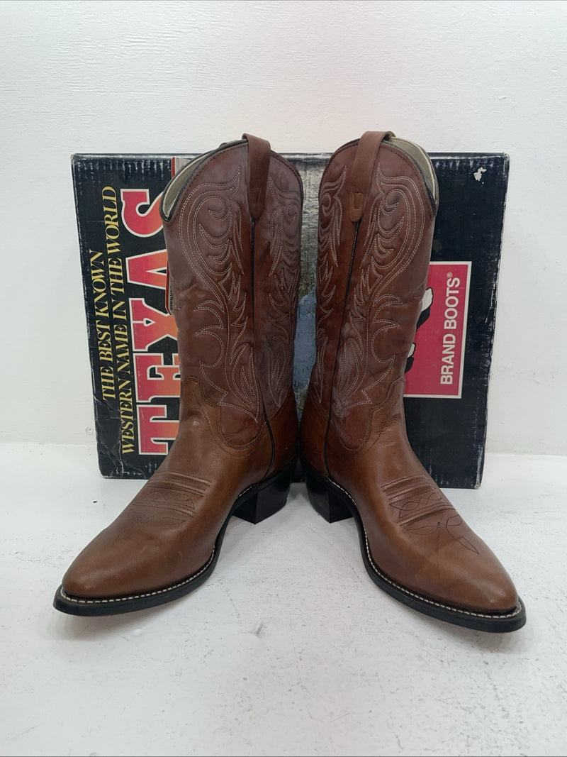 New Men’s Brown Texas Brand Cowboy Boots. 5111 9.5 9 1/2 D. 6-98