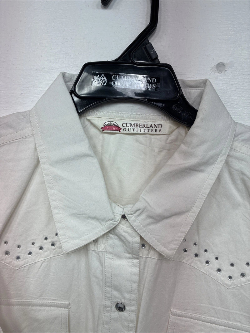 New Women’s Cumberland White Gem Long Sleeve Pearl Snap 2XL GG-43