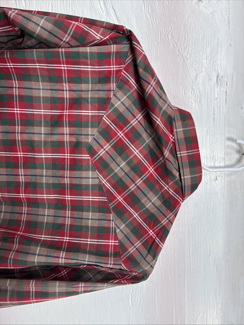 New Men’s ELY Plains Red Plaid Long Sleeve Pearl Snap 14.5 X 33 Small AA-94