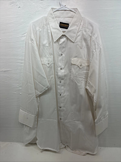 New Men’s Panhandle Slim White Simple Long Sleeve Pearl Snap 4XL J-42