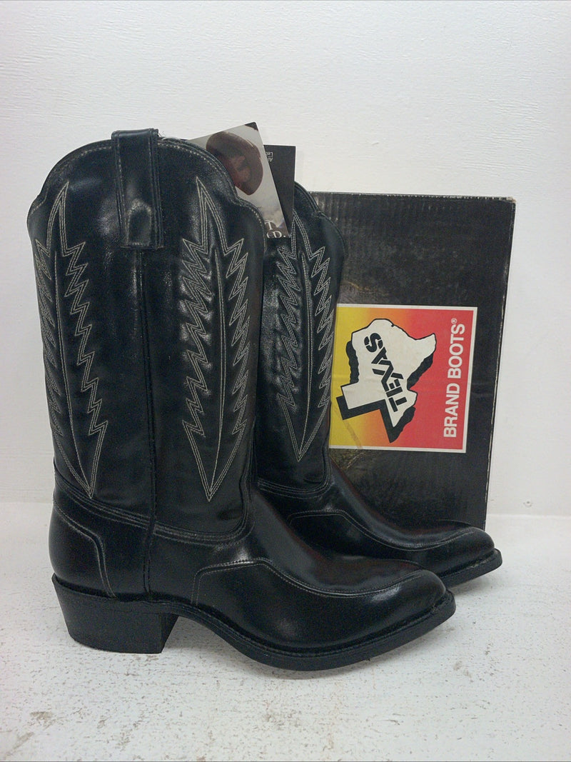 New Men’s Black Texas Brand Cowboy Boots 5030 10.5 10 1/2 D. 7-105