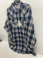 New Men’s ELY Cattleman Blue Long Sleeve Pearl Snap 3XL E-23