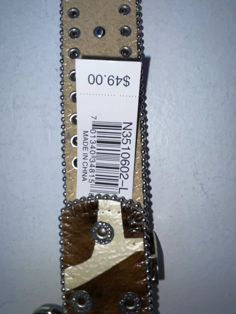 New Cow Print Genuine Leather Blazin Roxx Bling L Belt #N3510602 Z-77