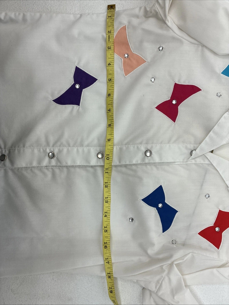 New Women’s H Bar C White Designed Long Sleeve Pearl Snap Size 30 MM-53