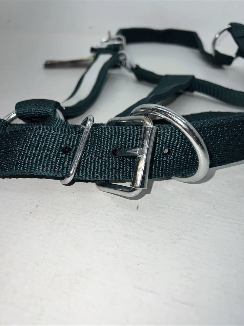 New Tough 1 Green White Nylon Deluxe Draft Halter #50-9575 W-36