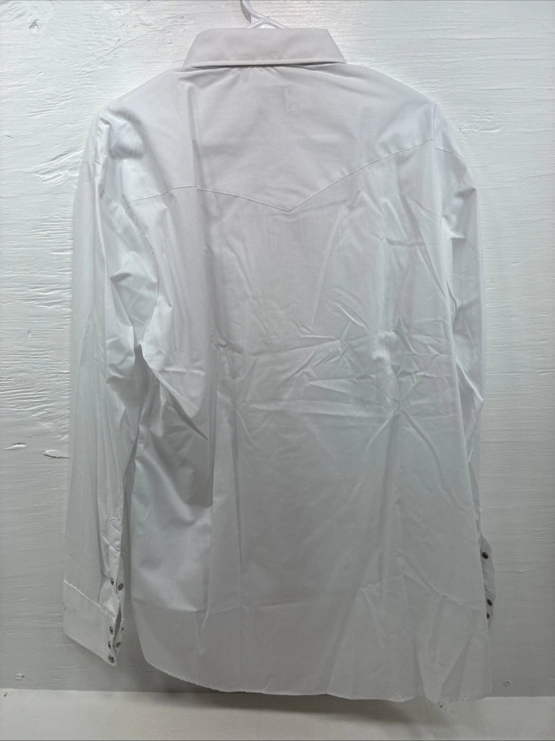 New Men’s Mesquite Western White Long Sleeve Pearl Snap 17.5 X 37 XL R-83