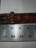New Brown Genuine Leather Double S Tooled Belt #0701048 40 W-12
