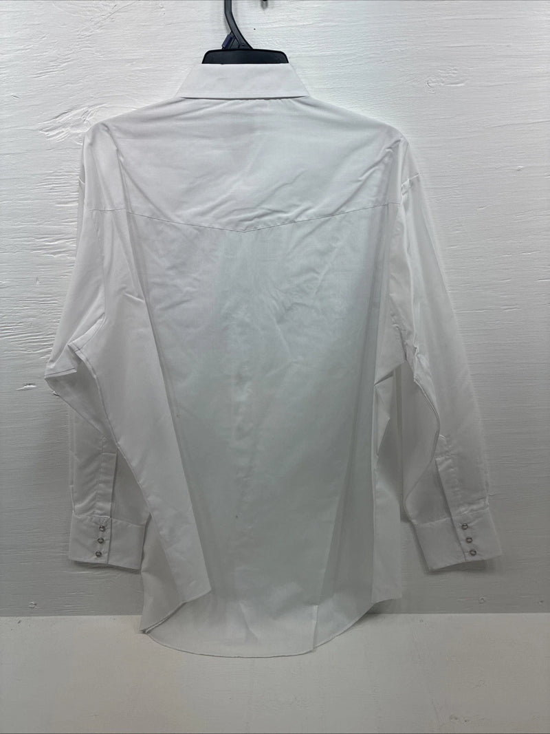 New Men’s ELY Cattleman White Long Sleeve Pearl Snap 19.5 2XL F-56