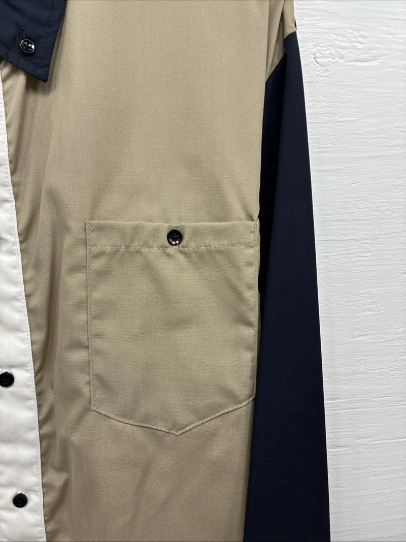 New Men’s Cowboy Threads Blue White Tan Long Sleeve Button Up Large Q-89