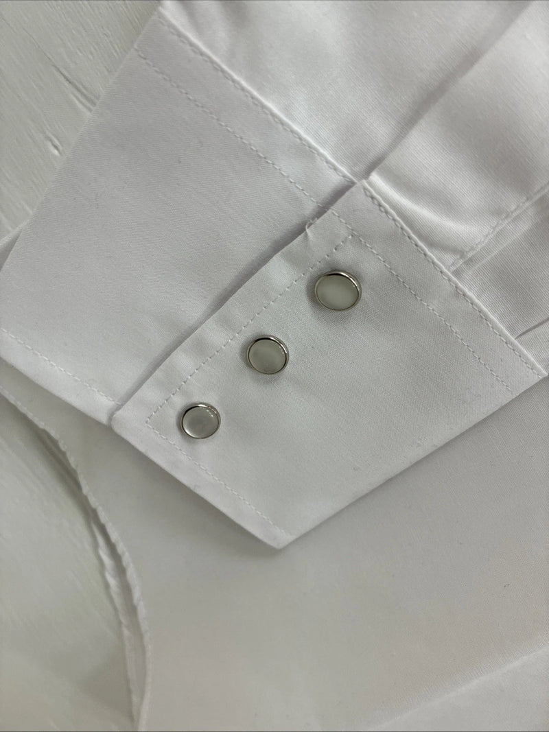 New Men’s ELY Cattleman Simple White Long Sleeve Pearl Snap 15.5 Medium K-56