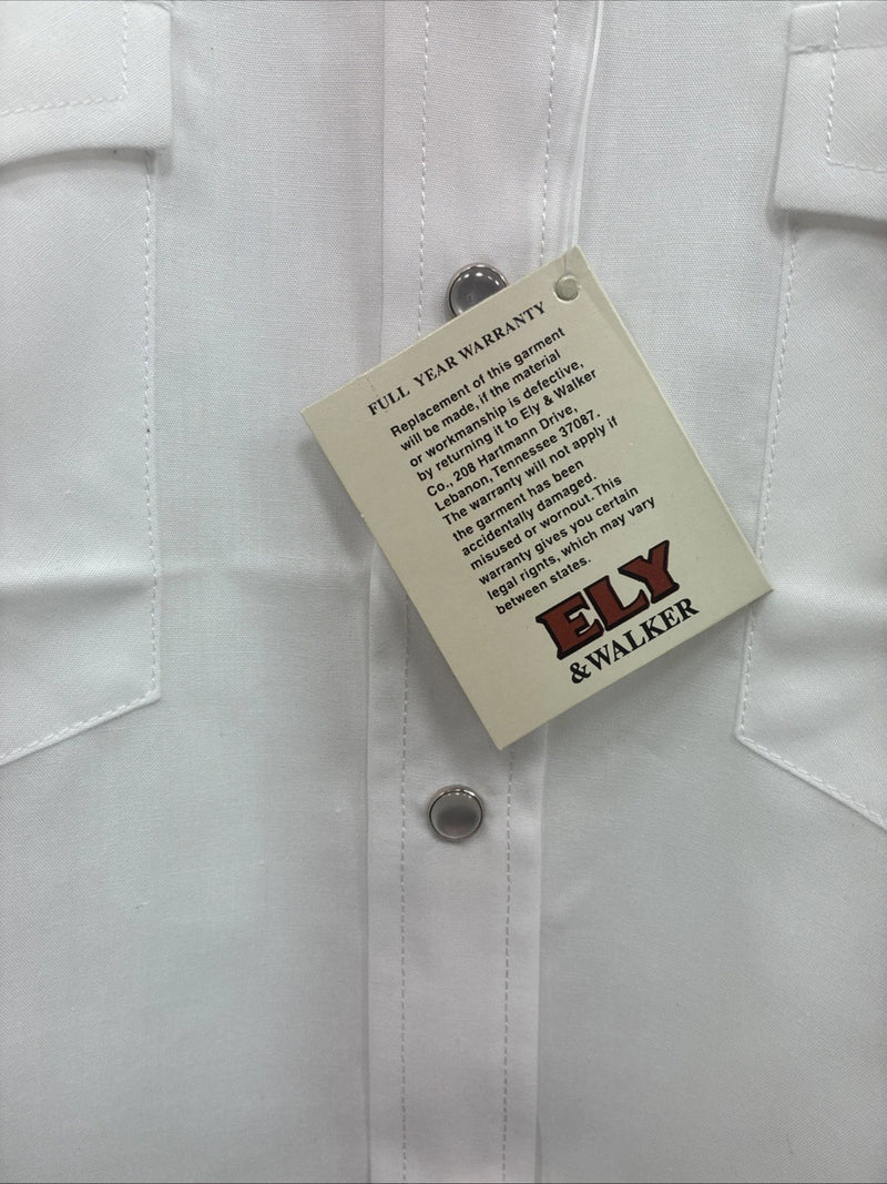 New Kids ELY Classic White Long Sleeve Pearl Snap Size 12 CC-113