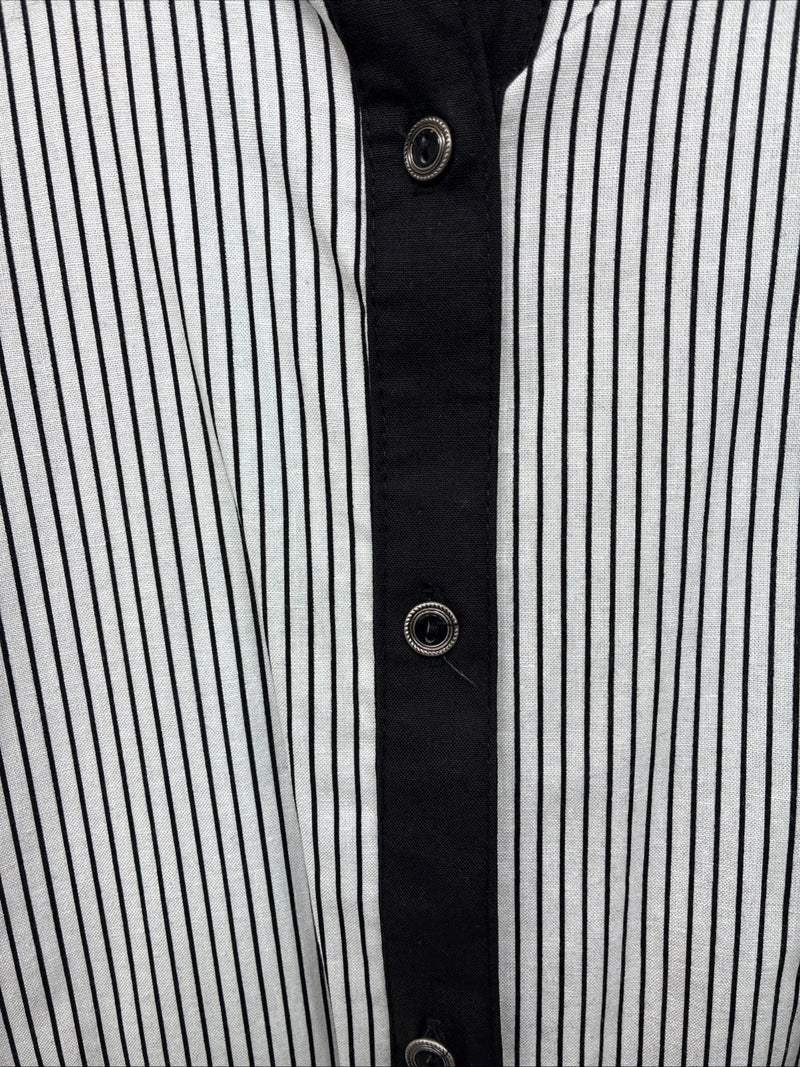 New Woman Cowboy Thread Black White Long Sleeve Button Up XL II-46