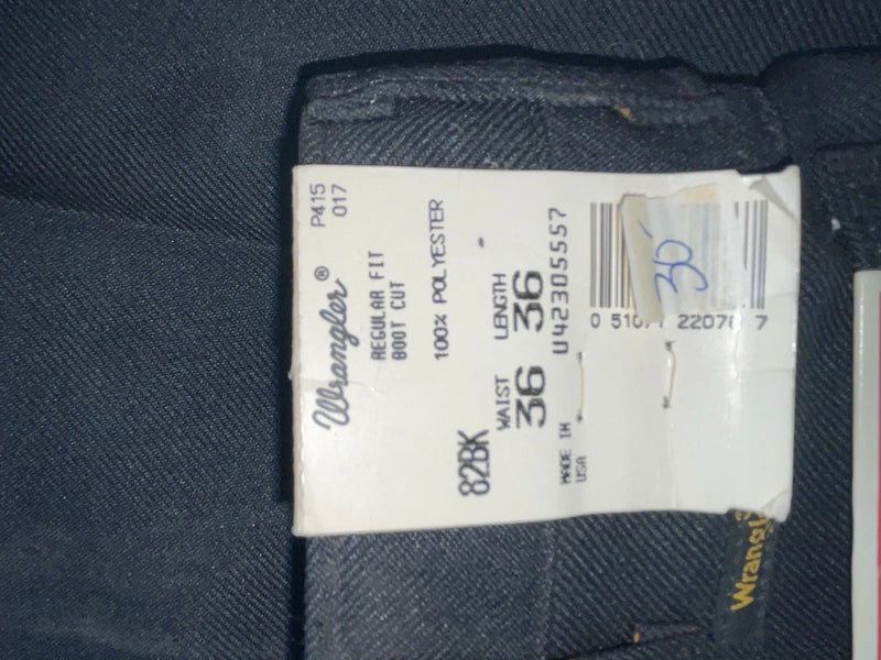 New Vintage Black Wrangler Polyester Pants #828K ZZ-34