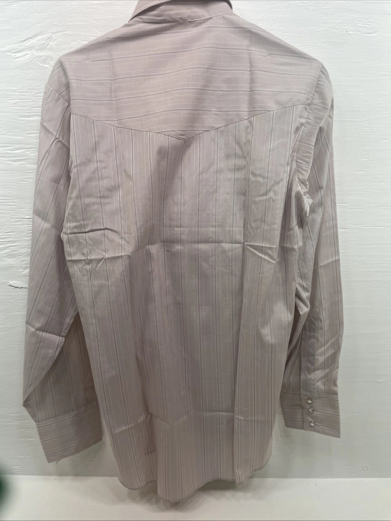 New Men’s ELY cattleman Striped Long Sleeve Pearl Snap 15 X 34 Medium B-126
