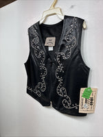 New Women’s 1848 RanchWear Black Rhinestone Sleeveless Vest Zip Up Small YY-44