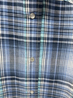 New Women’s Cumberland Blue Plaid Long Sleeve Pearl Snap 2XL GG-44
