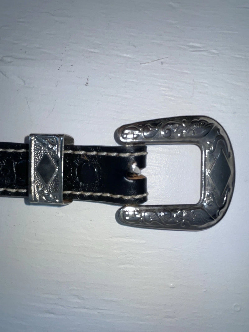 New Black Genuine Leather Tooled 28” Belt #101 Z-132