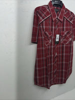 New Men’s Red ELY 1878 Short Sleeve Pearl Snap Shirt. XL S-24