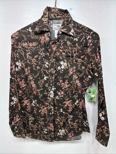 New Women’s Dickson Jenkins Floral Long Sleeve Pearl Snap Size 36 MM-49