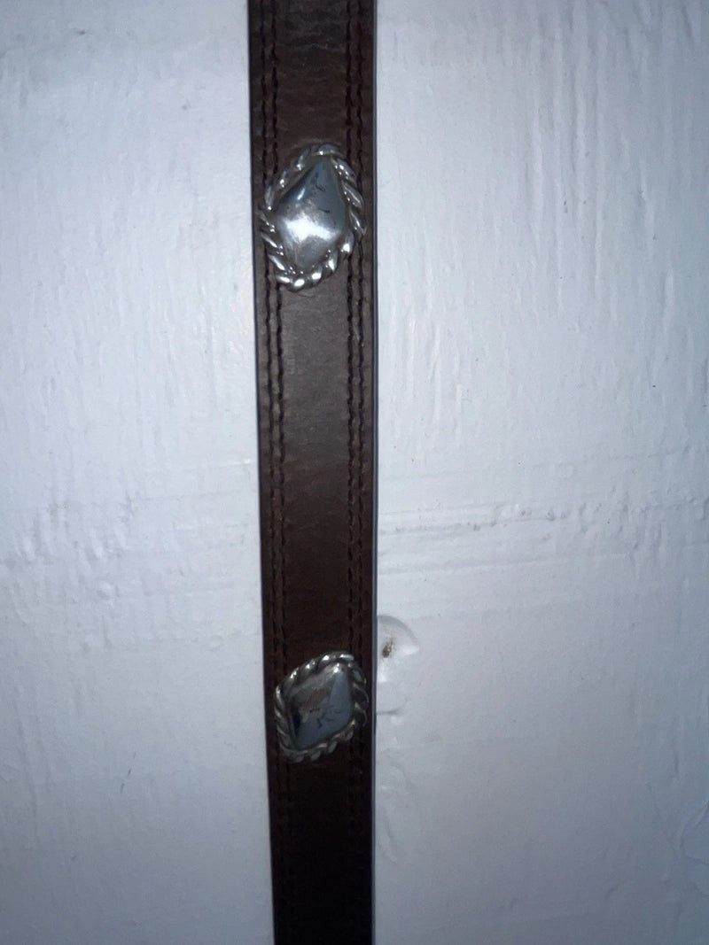 New Brown Genuine Leather Nocona Silver Pendent 32” Belt #3216244 Z-143