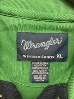New Men’s Wrangler Green Black Short Sleeve Polo Shirt XL T-22