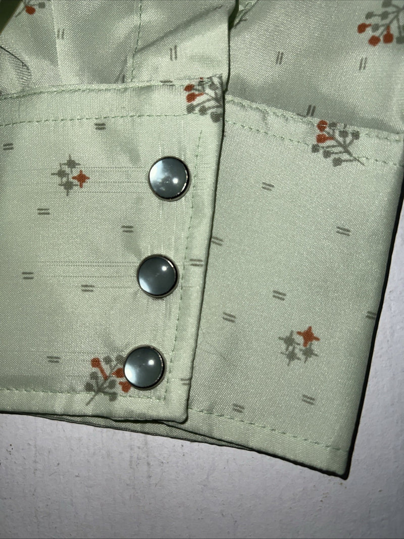 New Mens Green HbarC Ranchwear Pearl Snap Long Sleeve Shirt. Medium I-30