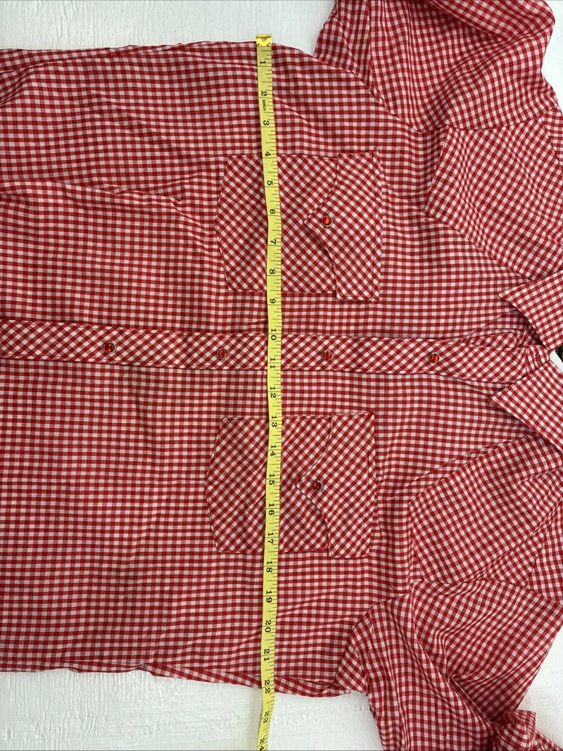 New Men’s Dickson Jenkins Red Checkered Long Sleeve Pearl Snap 16 Large AA-36