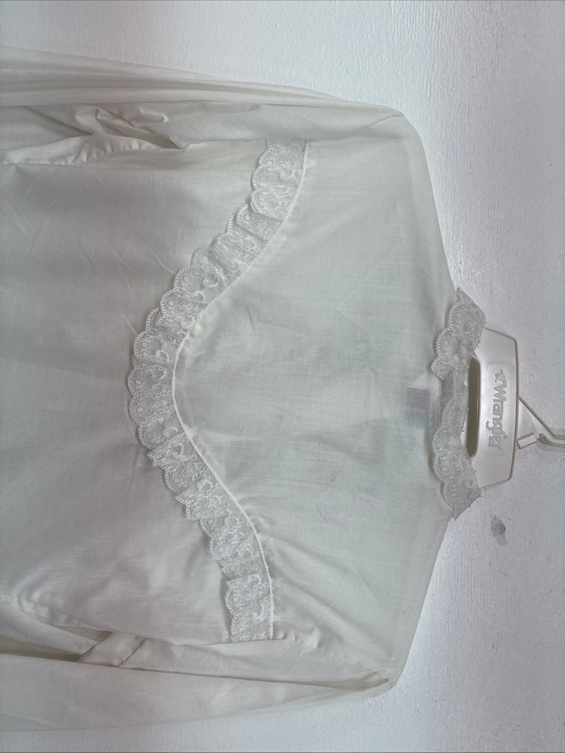 New Women’s American Rodeo White Embroidered Long Sleeve Pearl Snap 14 YY-133