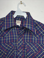 New Men’s Lee Blue Long Sleeve Pearl Snap 14.5 X 33 Small A-188