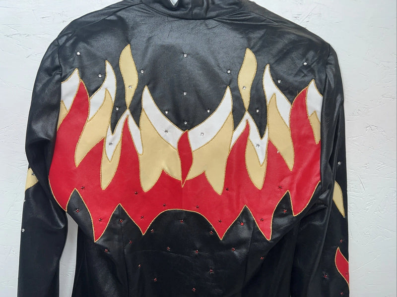 New Women’s 1849 Authentic Ranchwear Black Red Flame Western Show Shirt M WW-20
