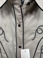 New Women’s White Horse Tan Black Design Long Sleeve Pearl Snap Medium YY-18