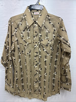 New Men’s ELY Plains Multicolor Leaf Design Long Sleeve Pearl Snap 16 Large Q-56