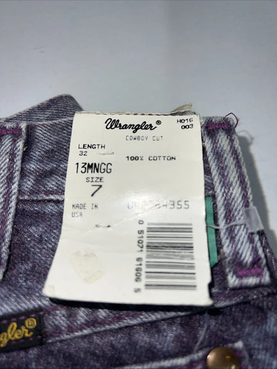 New Women’s Purple Wrangler Cowboy Cut Regular Fit Denim Jeans. 7x32 O-21
